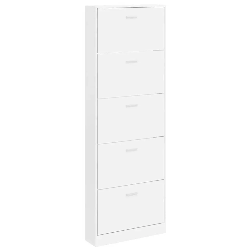 White Wooden Shoe Cabinet with 5 Compartments 241240 - Home & Garden