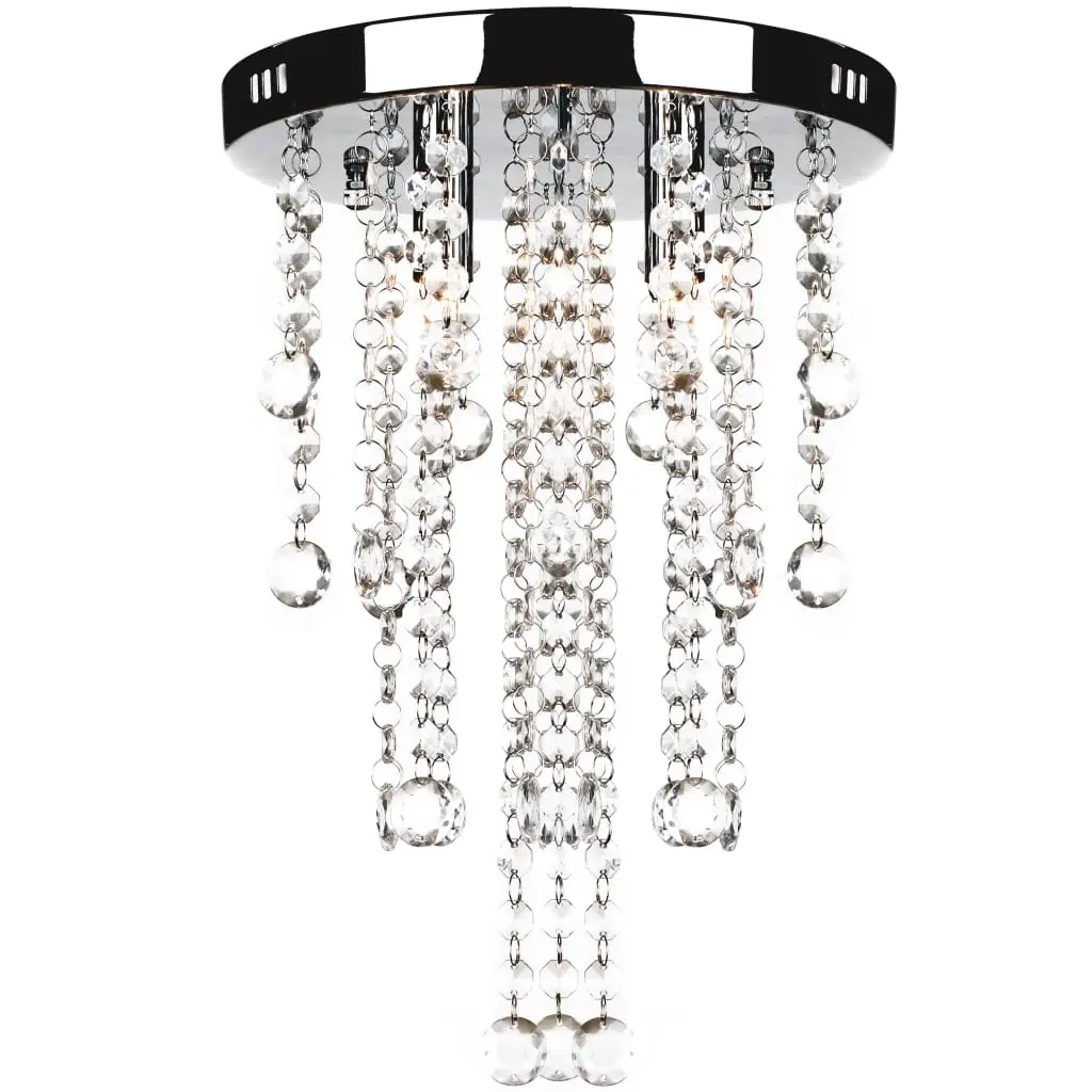 White Metal Ceiling Lamp with Crystal Beads 241382 - Home & Garden