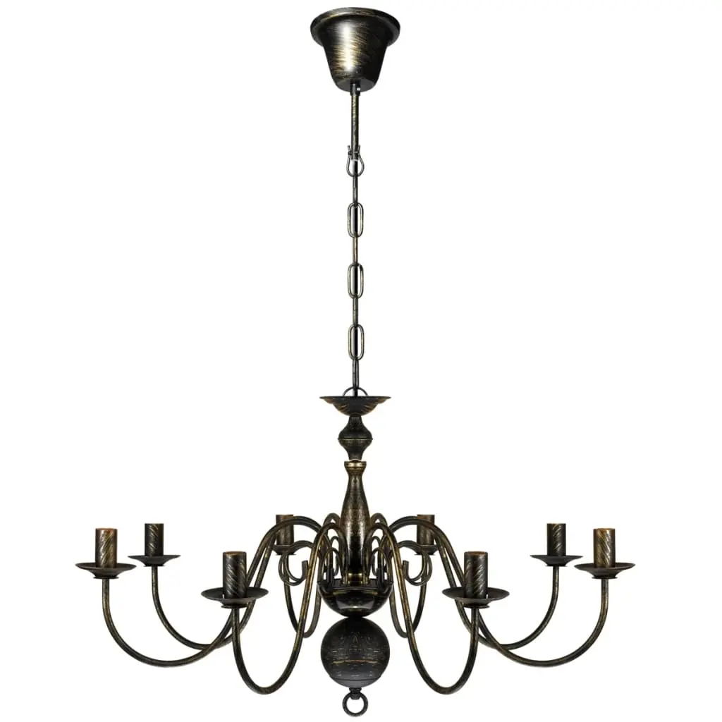 Antique Black Metal Chandelier 8 x E14 Bulbs 241384 - Home & Garden