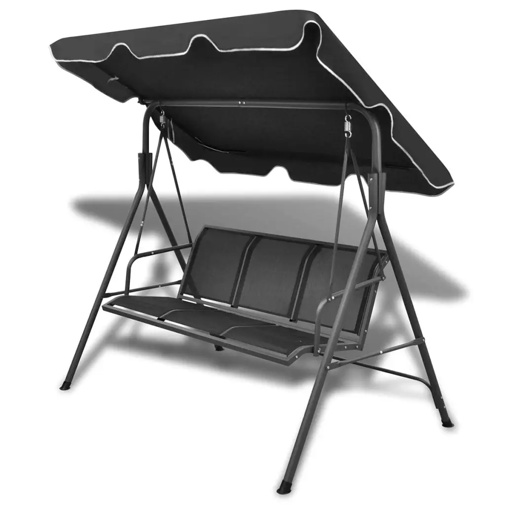 Garden Swing Bench with Canopy Black 41421 - Home & Garden
