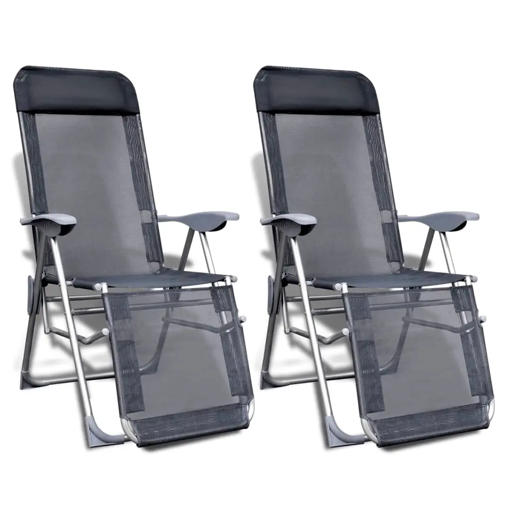 Folding Garden Chairs 2 pcs Aluminium and Textilene Grey 41332 - Up to 65% off Outdoor Furniture