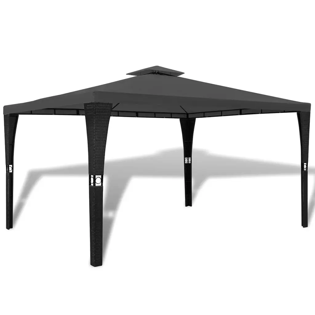 Poly Rattan Gazebo with Dark Grey Roof 3 x 4 m 41453 - Home & Garden