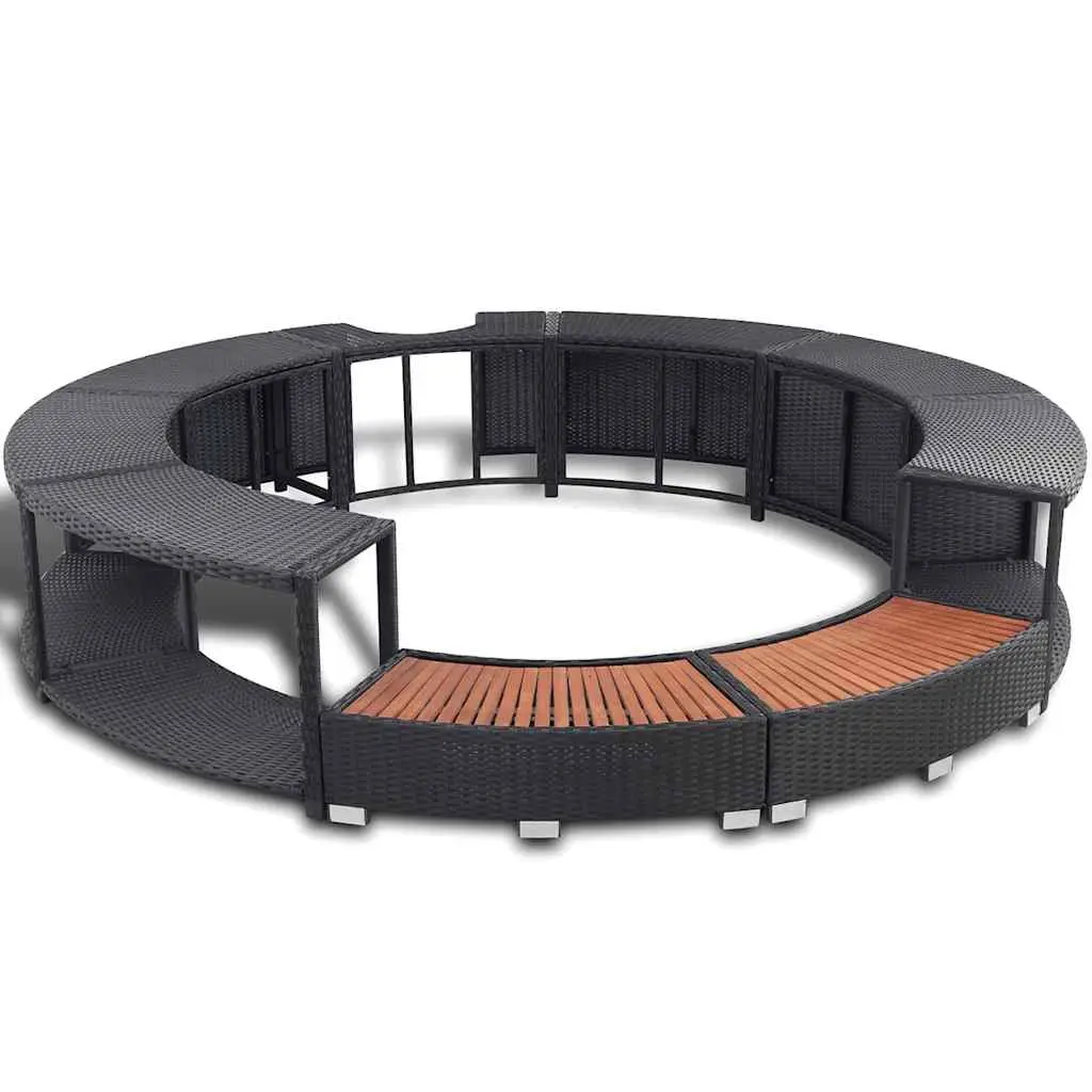 Hot Tub Surround Black Poly Rattan 41454 - Home & Garden