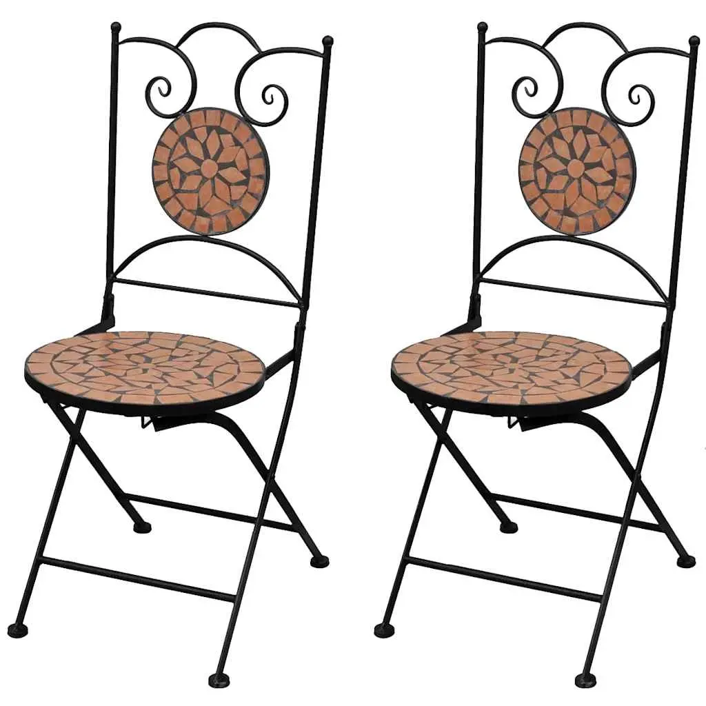 Folding Bistro Chairs 2 pcs Ceramic Terracotta 41529 - Furniture