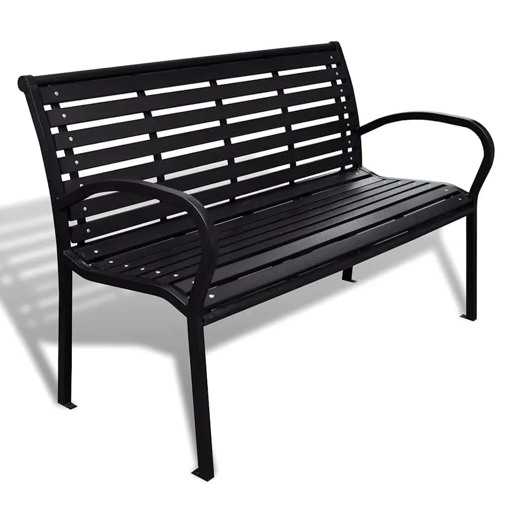 Garden Bench 125 cm Steel and WPC Black 41556 - Furniture