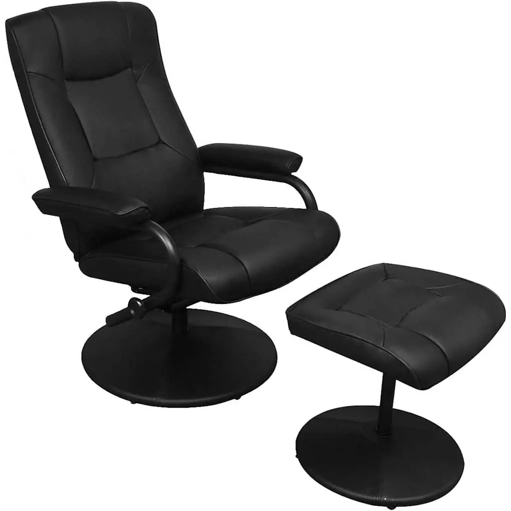 TV Armchair with Footstool Black Faux Leather 241535 - Over 40% off Living Room Furniture
