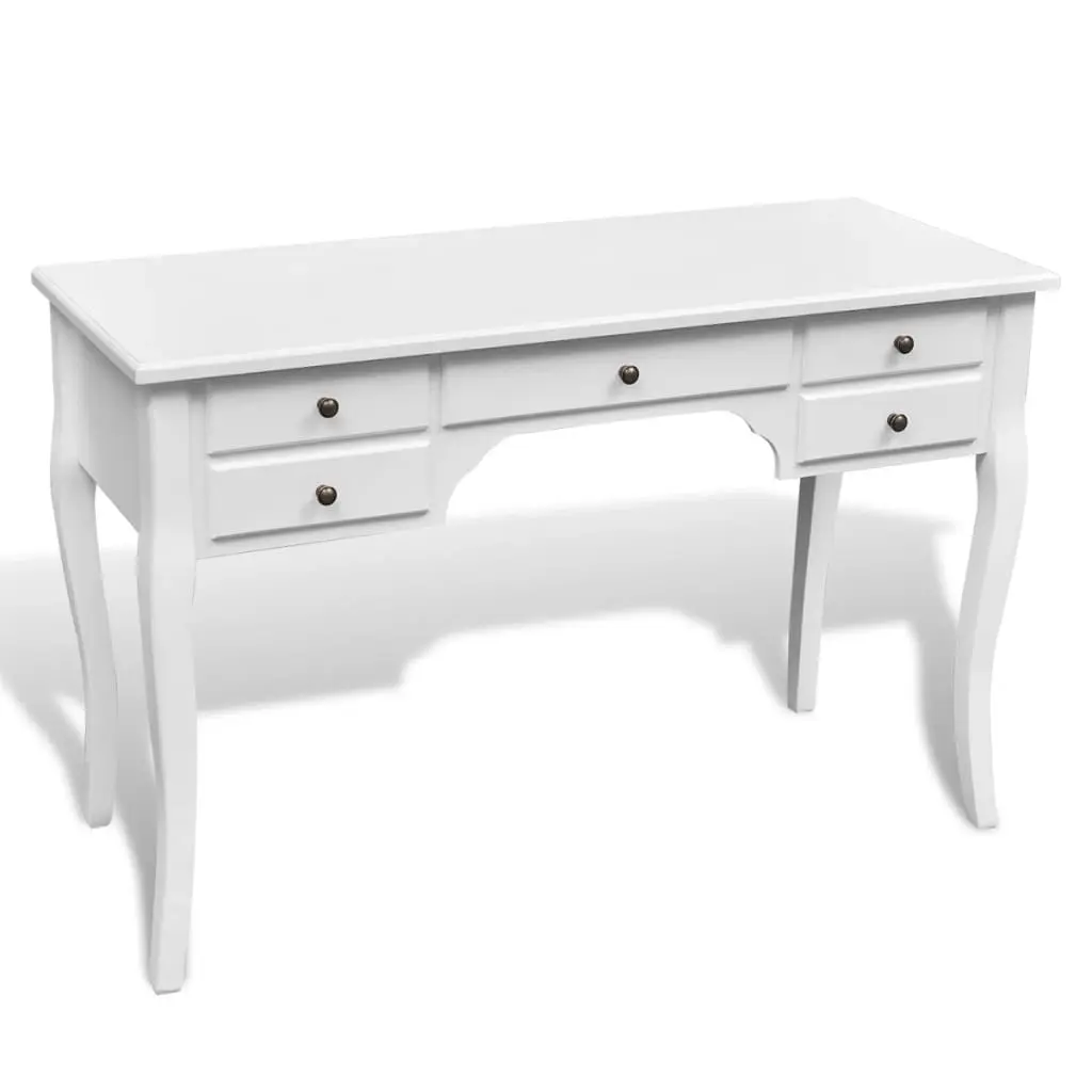 Wooden French Desk with Curved Legs and 5 Drawers 241734 - Furniture