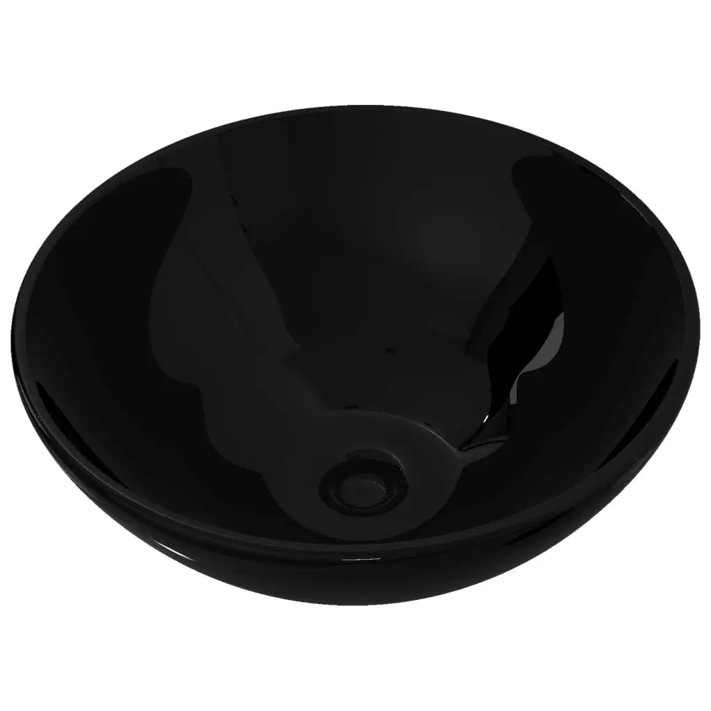 Ceramic Bathroom Sink Basin Black Round 141929 - Hardware