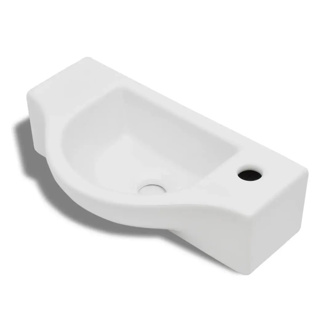 Ceramic Bathroom Sink Basin with Faucet Hole White 141930 - Hardware