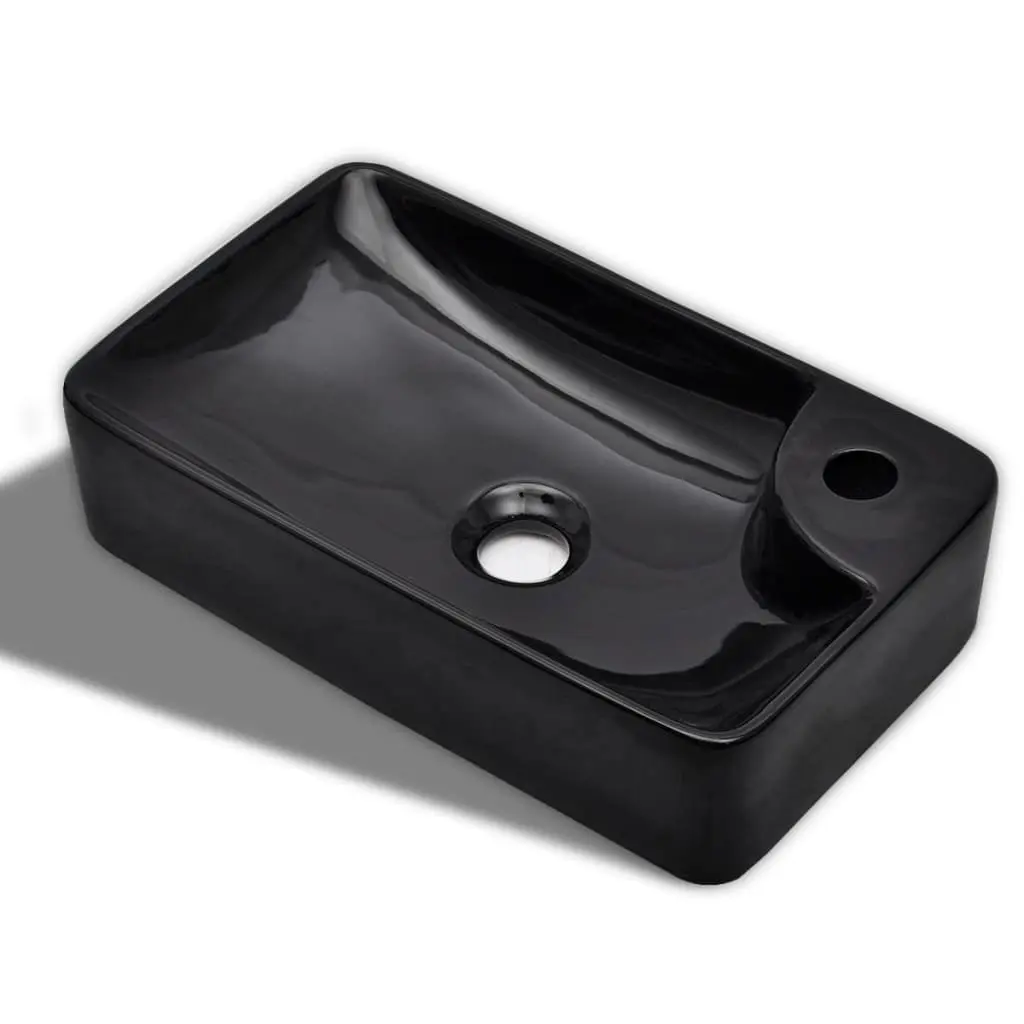 Ceramic Bathroom Sink Basin with Faucet Hole Black 141935 - Hardware