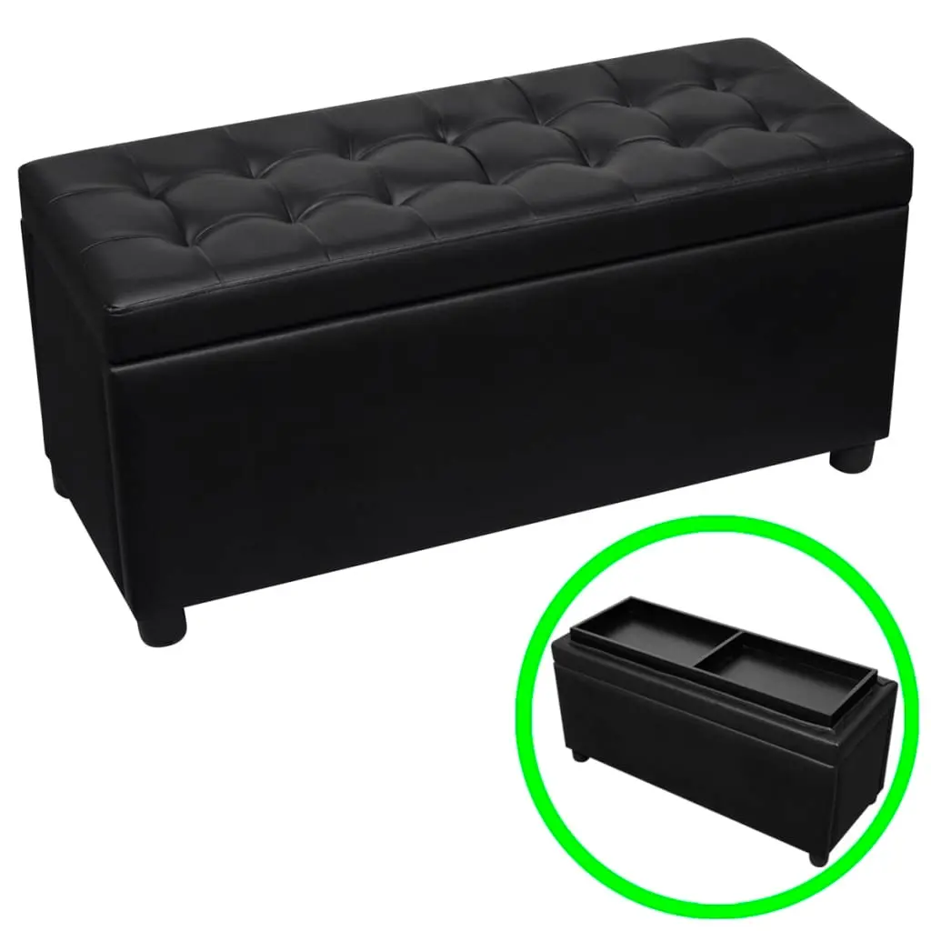 Storage Ottoman Artificial Leather Black 242407 - Furniture