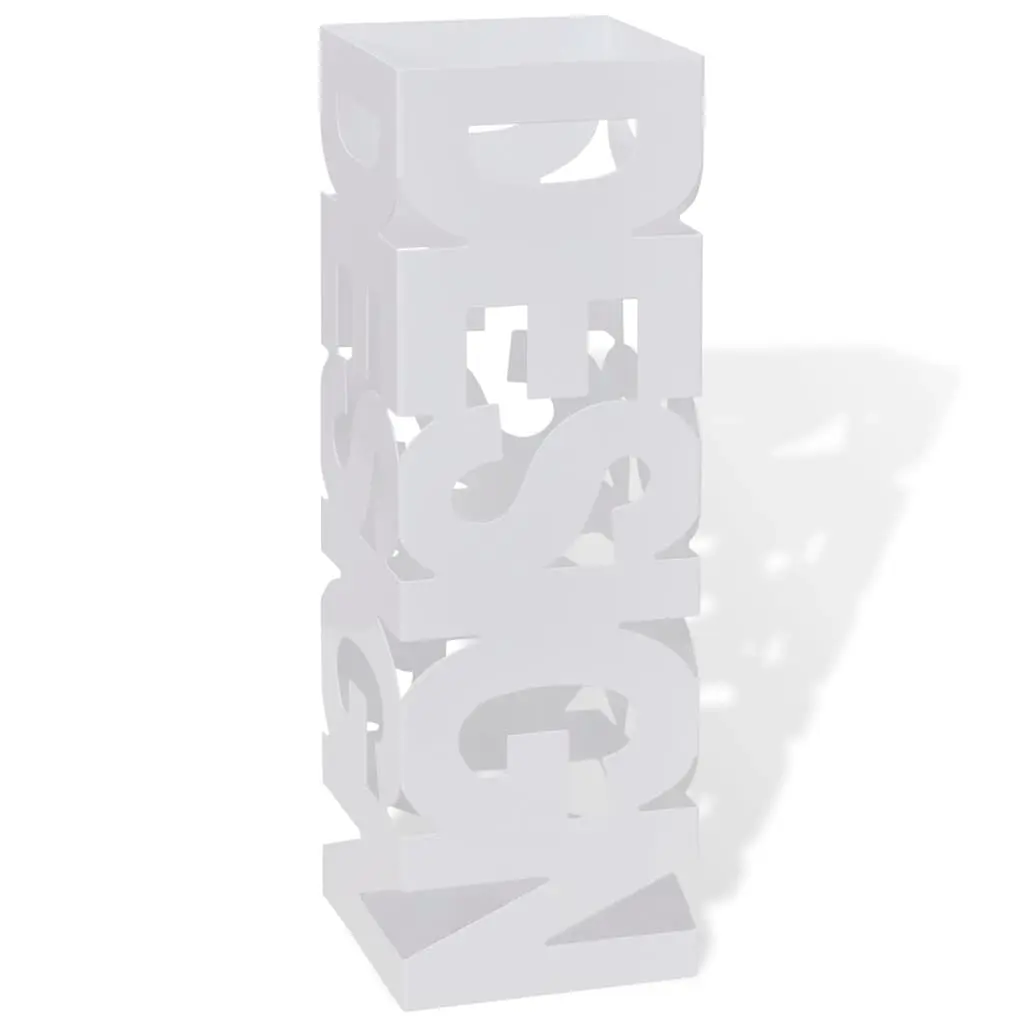 White Square Umbrella Stand Storage Holder Walking Stick Steel 48.5 cm 242467 - Home & Garden