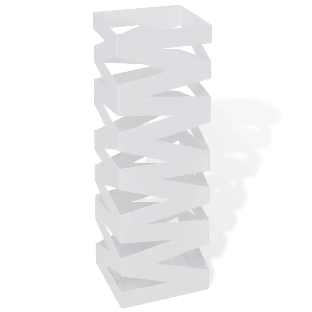 White Square Umbrella Stand Storage Holder Walking Stick Steel 48.5 cm 242468 - Home & Garden