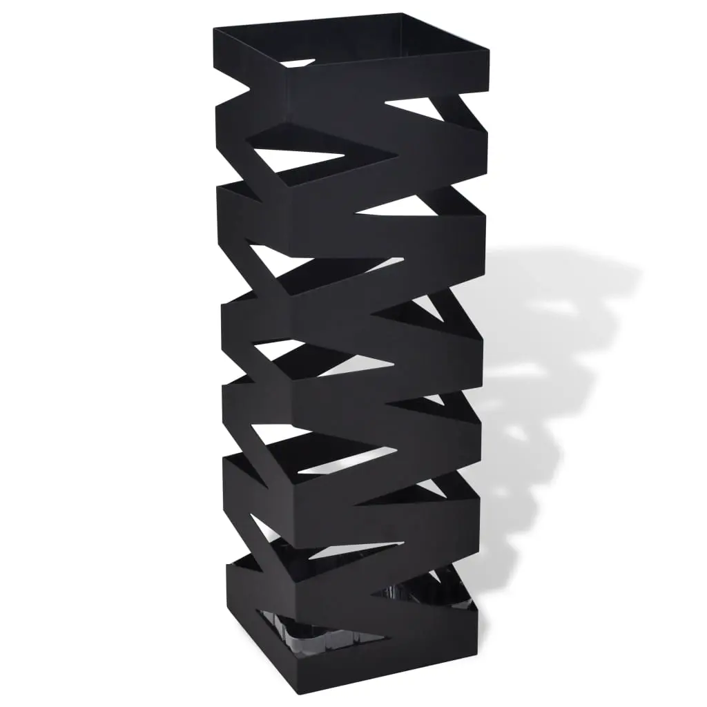 Black Square Umbrella Stand Storage Holder Walking Stick Steel 48.5 cm 242469 - Home & Garden