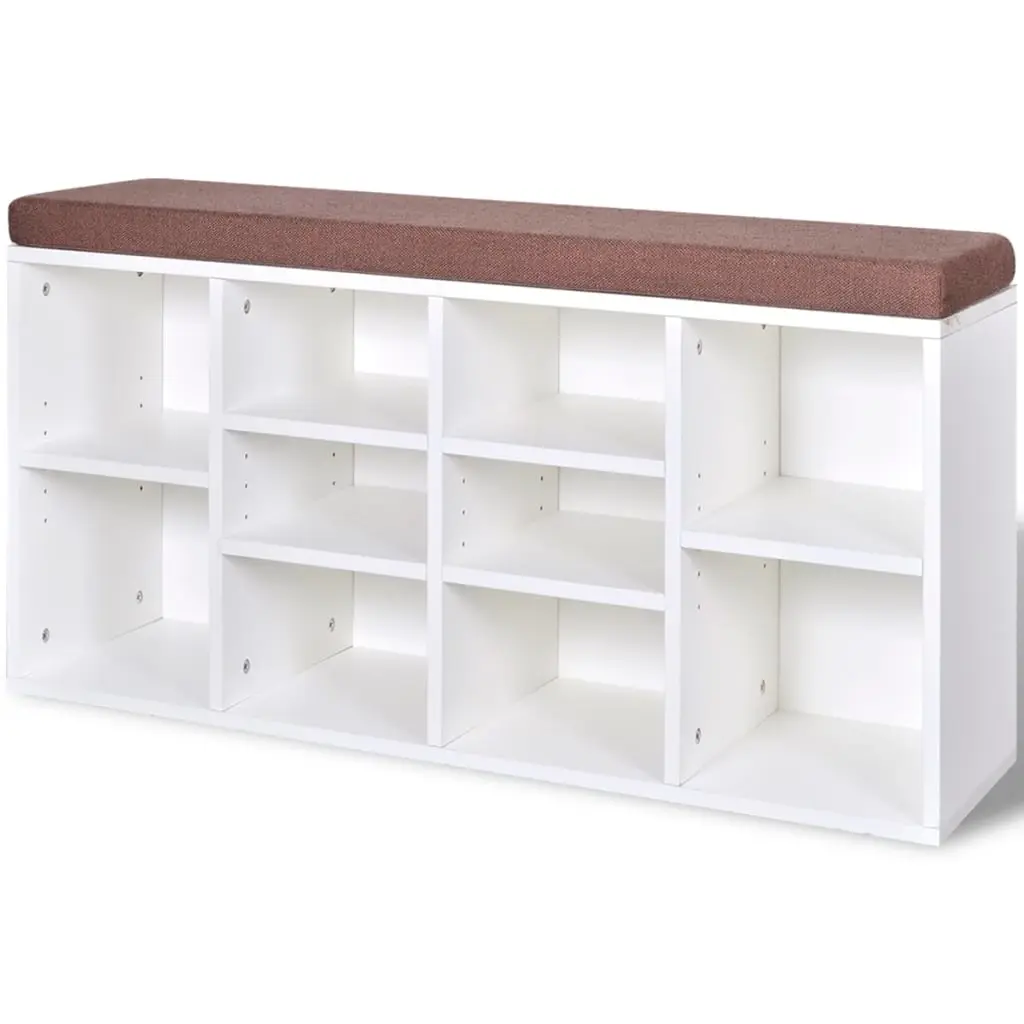 Shoe Storage Bench 10 Compartments White 242554 - Furniture