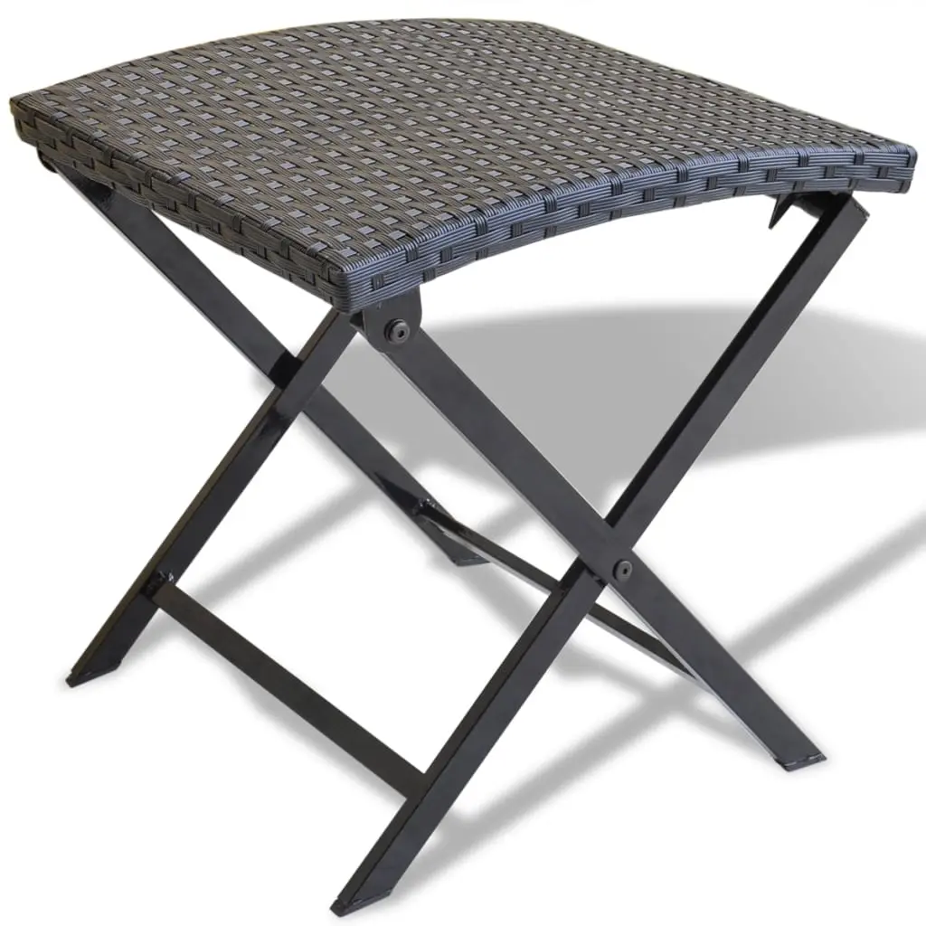 Folding Stool Poly Rattan Black 41788 - Furniture