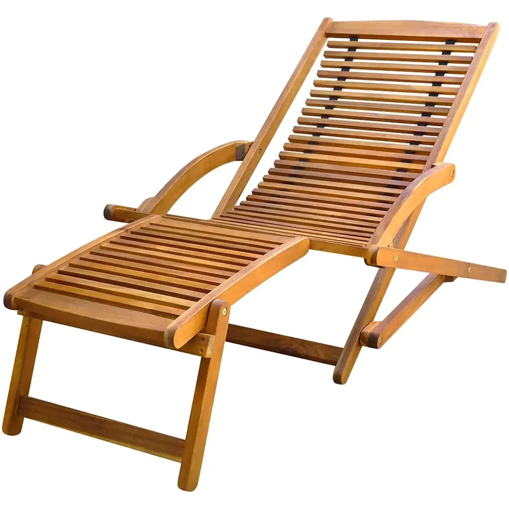 Deck Chair with Footrest Solid Acacia Wood 41806 - Furniture