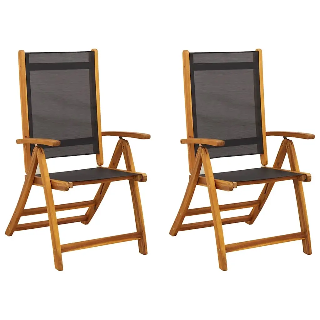 Folding Garden Chairs 2 pcs Solid Acacia Wood and Textilene 41747 - Furniture