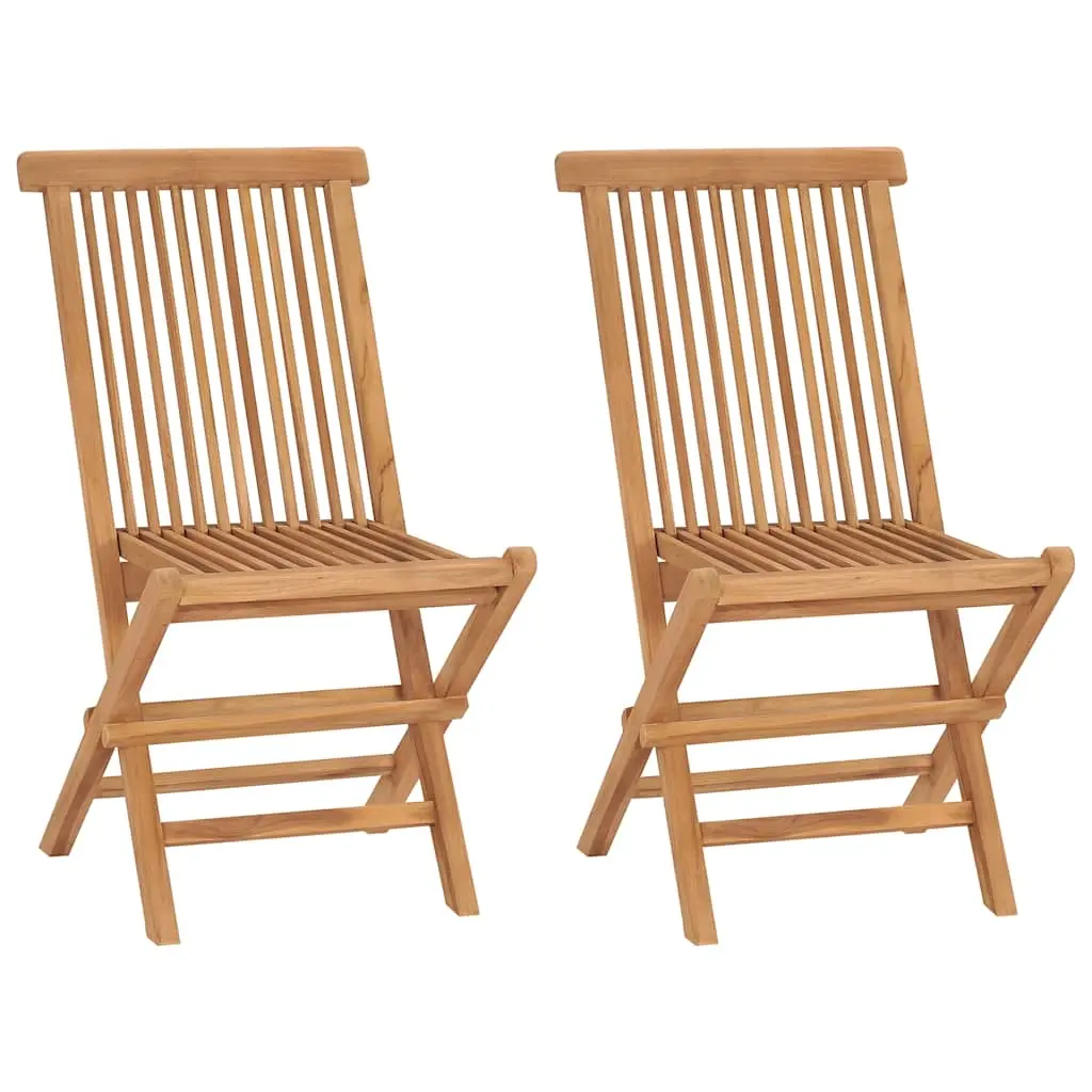 Folding Garden Chairs 2 pcs Solid Teak Wood 41993 - Furniture