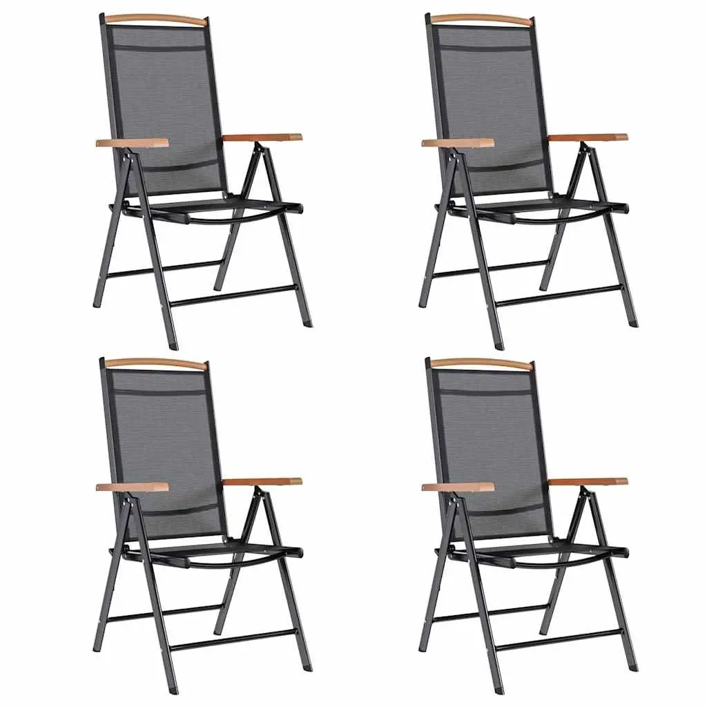 Folding Garden Chairs 4 pcs Aluminium and Textilene Black 41733 - Furniture