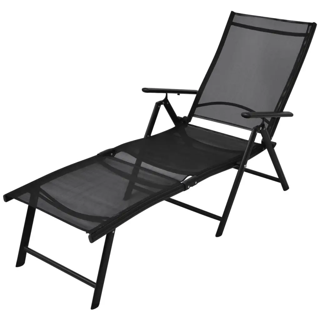 Folding Sun Lounger Aluminium Black 41741 - Furniture