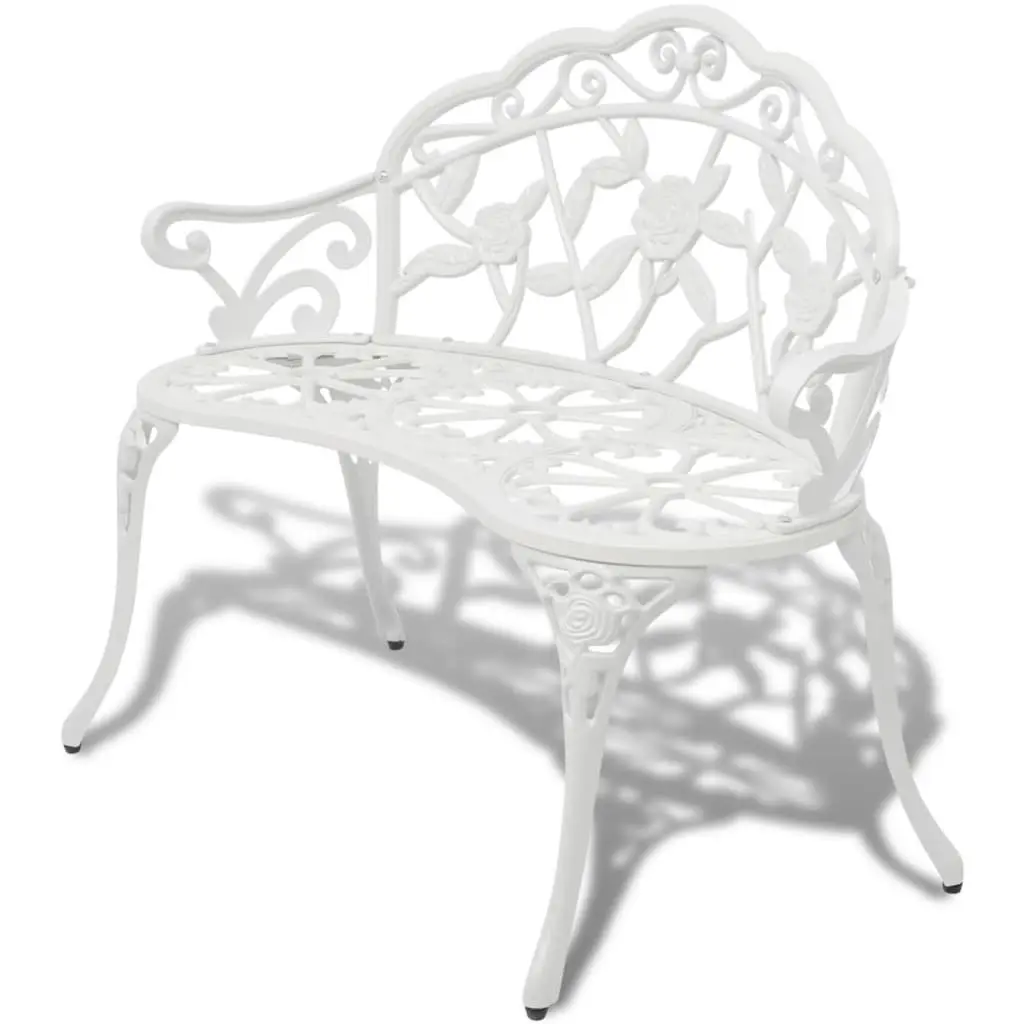 Garden Bench 100 cm Cast Aluminium White 42167 - Furniture
