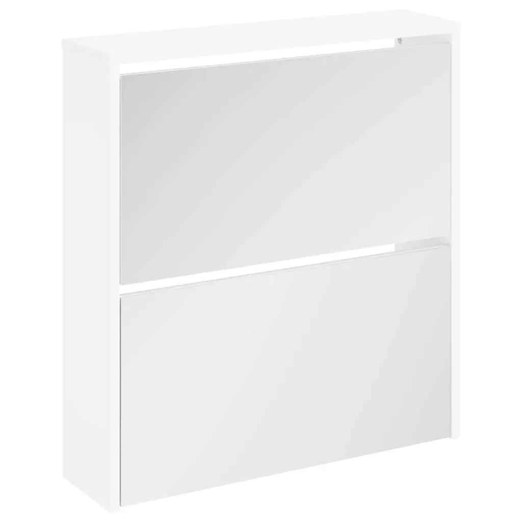 Shoe Cabinet 2-Layer Mirror White 63x17x67 cm 243046