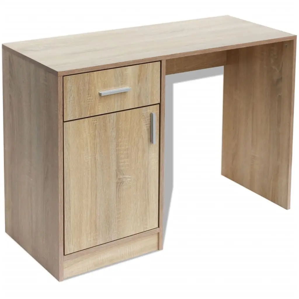 Desk with Drawer and Cabinet Oak 100x40x73 cm 243057 - Furniture