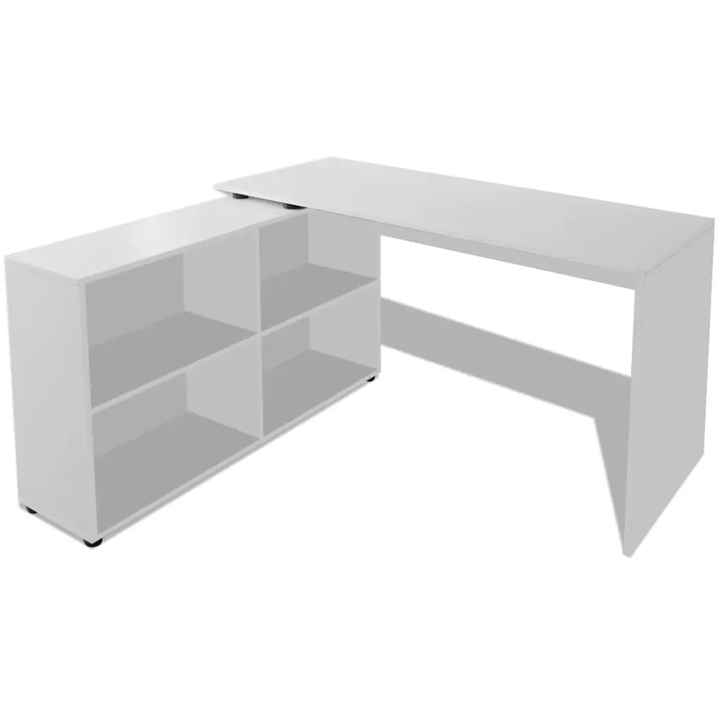 Corner Desk 4 Shelves White 243060 - Furniture