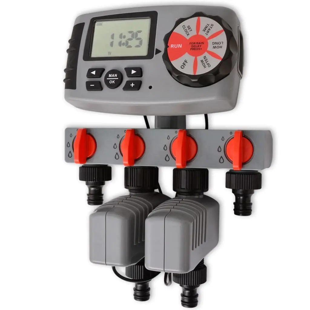 Automatic Irrigation Timer with 4 Stations 3 V 42352 - Home & Garden
