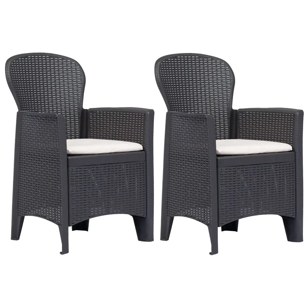 Garden Chair 2 pcs with Cushion Brown Plastic Rattan Look 45600 - Furniture