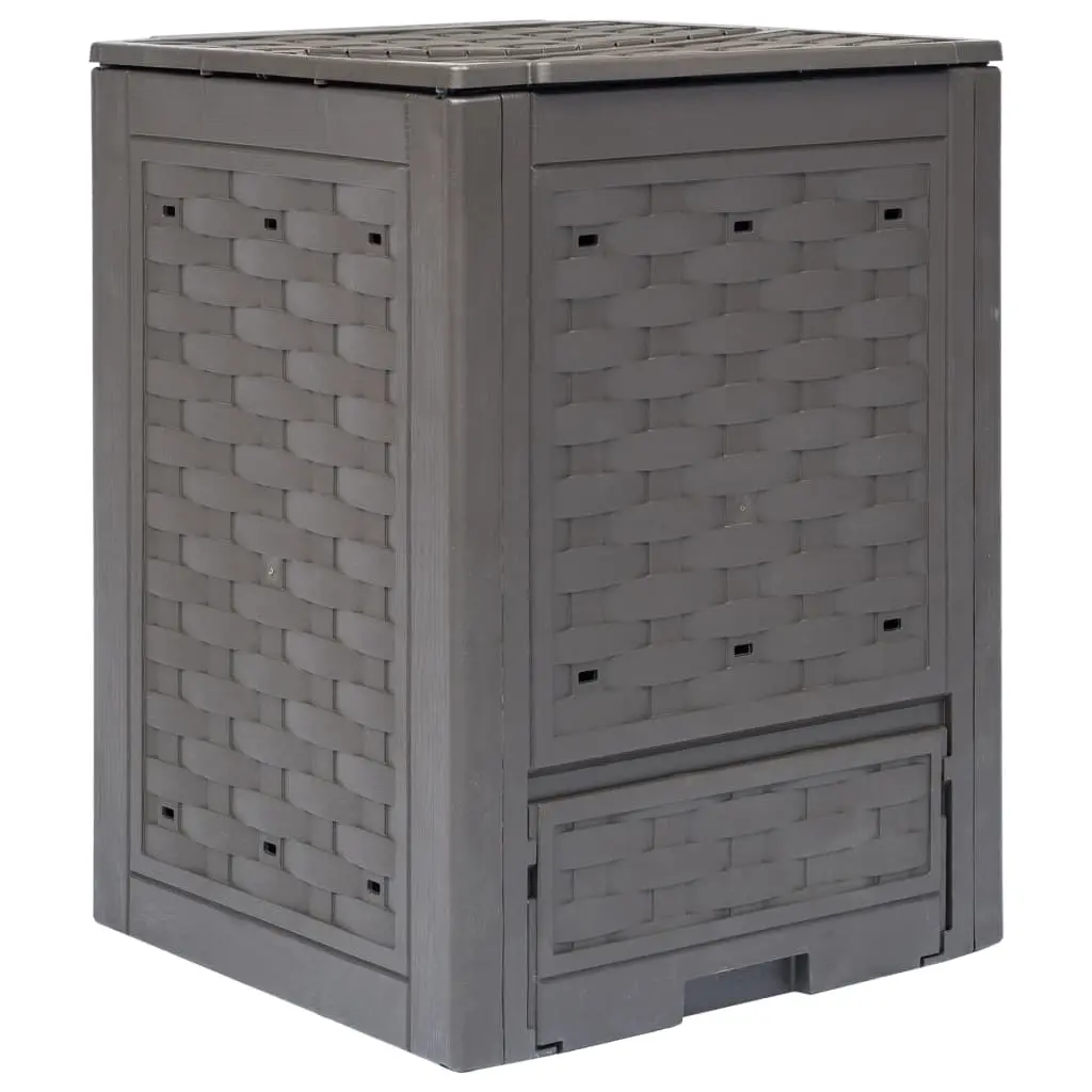 Garden Composter Brown 60x60x83 cm 300 L Plastic Rattan 45681 - Home & Garden