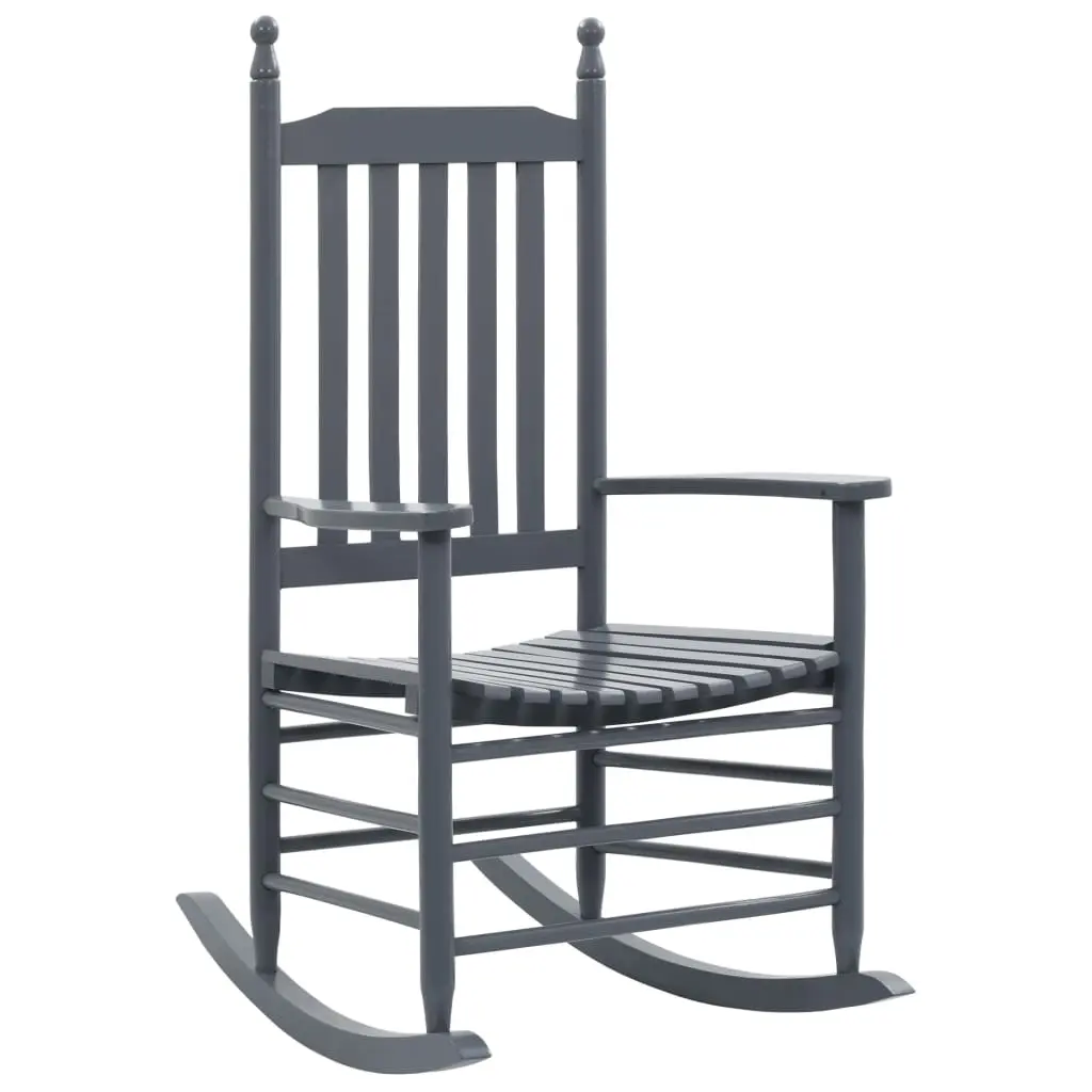 Rocking Chair with Curved Seat Grey Poplar Wood 45698 - Furniture