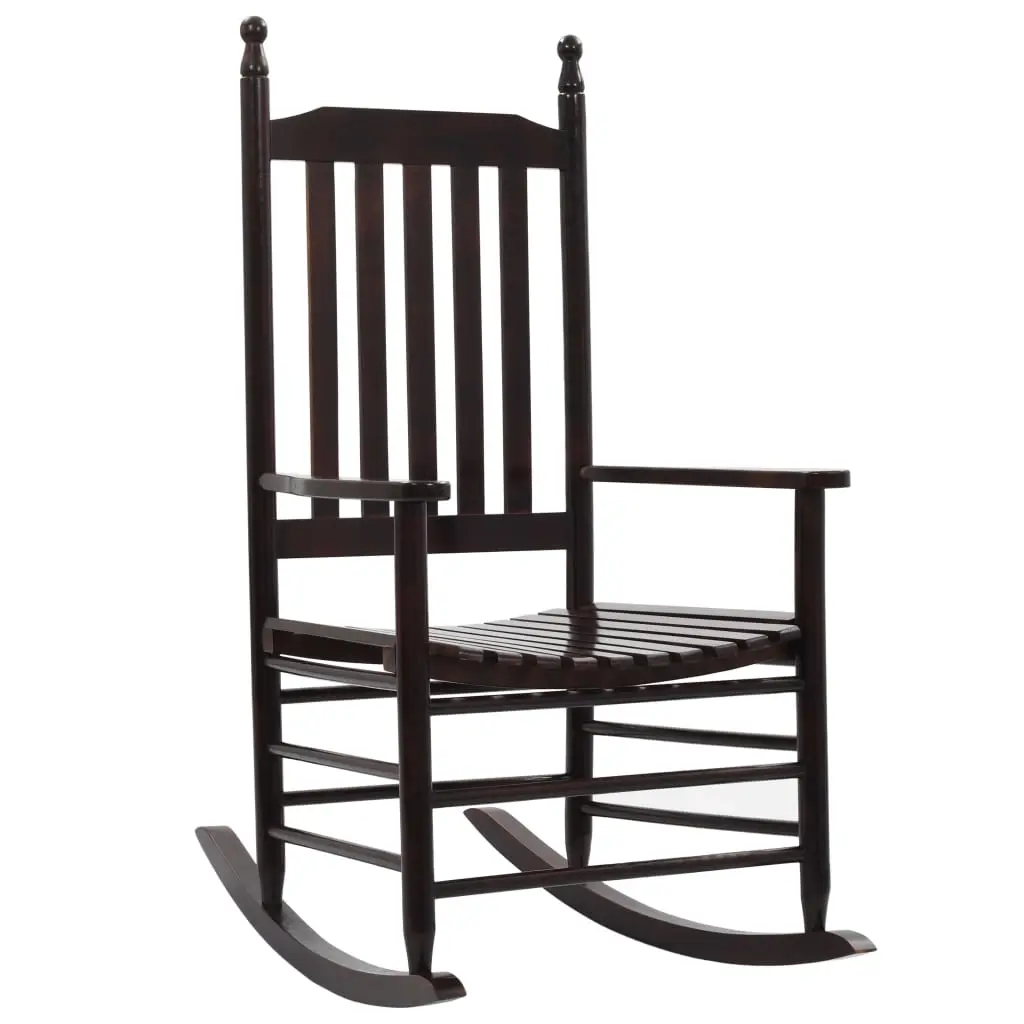 Rocking Chair with Curved Seat Brown Poplar Wood 45699 - Furniture