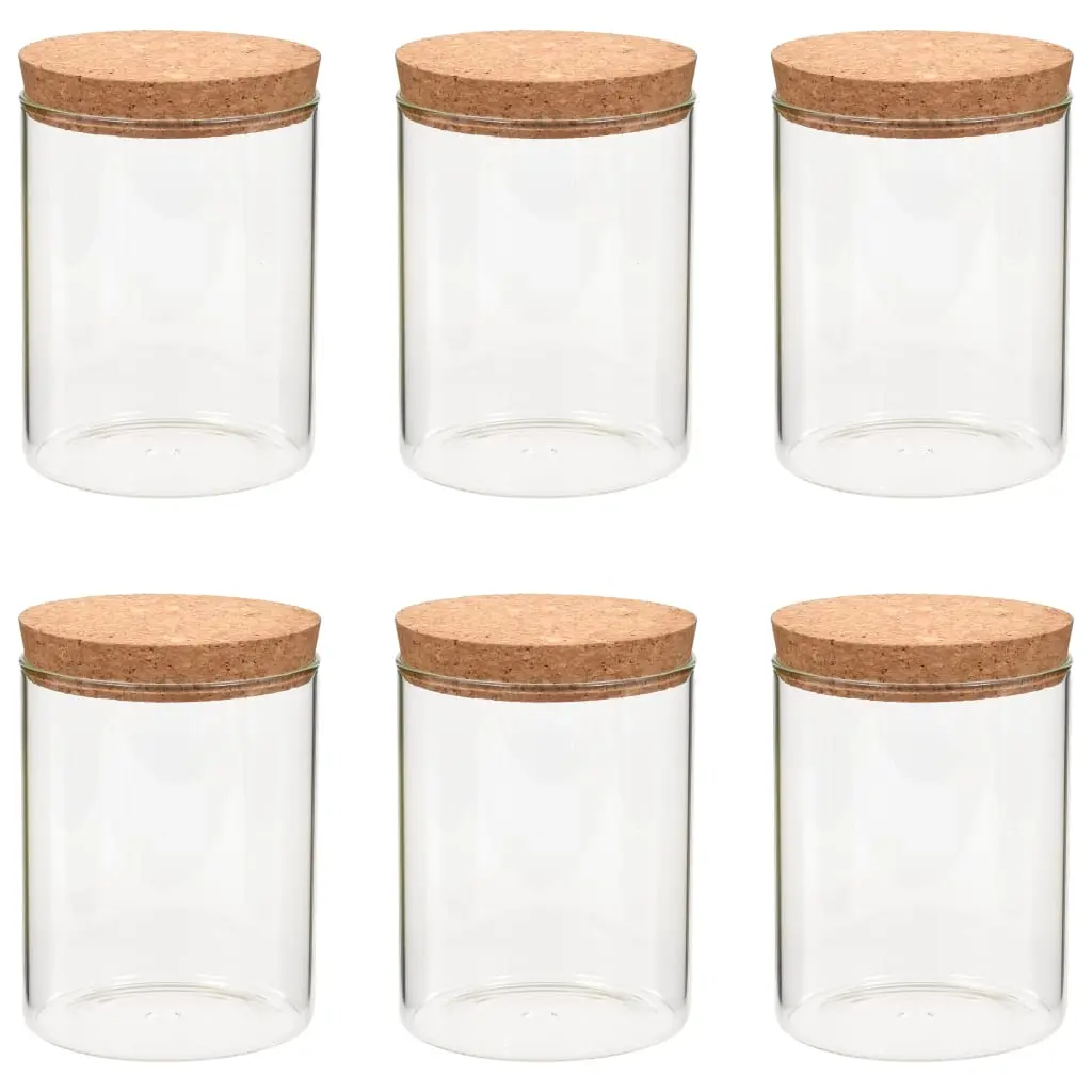 Storage Glass Jars with Cork Lid 6 pcs 650 ml 50839 - Home & Garden