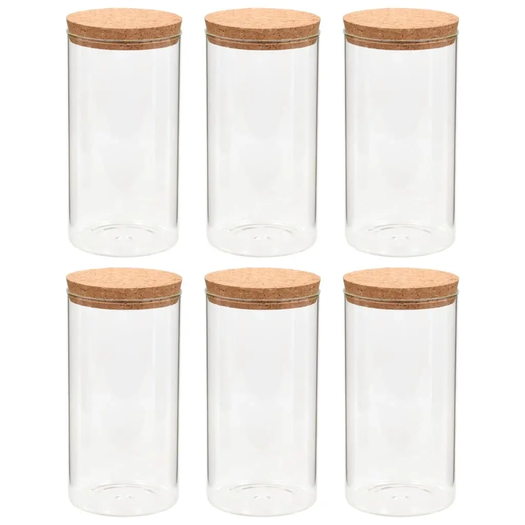 Storage Glass Jars with Cork Lid 6 pcs 1100 ml 50840 - Home & Garden