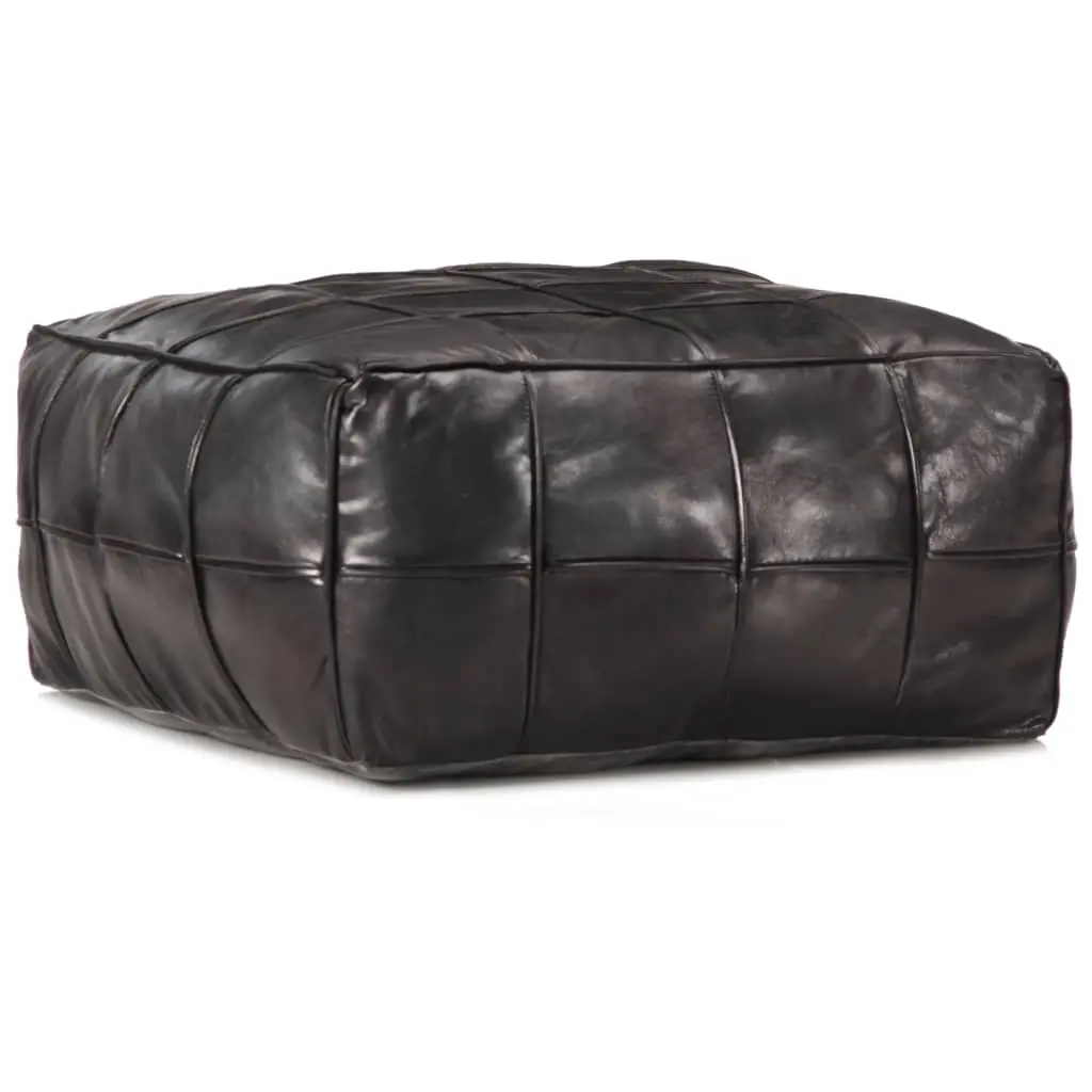 Pouffe Black 60x60x30 cm Genuine Goat Leather 248134 - Furniture