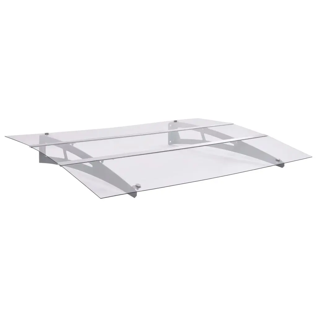 Door Canopy Silver and Transparent 120x90 cm Polycarbonate 144828 - Home & Garden