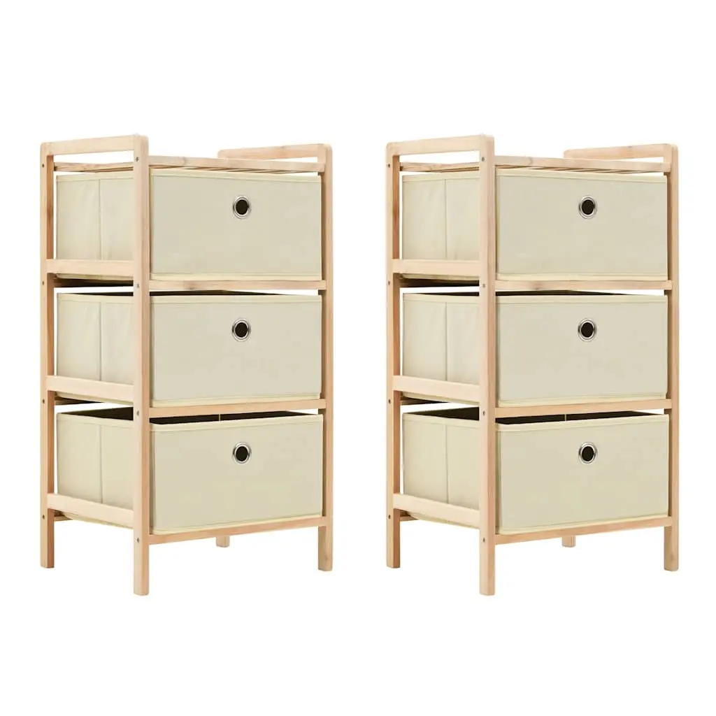 Storage Racks with 3 Fabric Baskets 2 pcs Beige Cedar Wood 276231 - Furniture