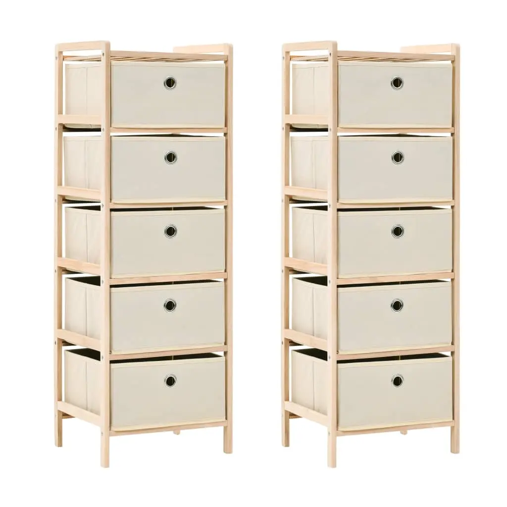 Storage Racks with 5 Fabric Baskets 2 pcs Beige Cedar Wood 276232 - Furniture