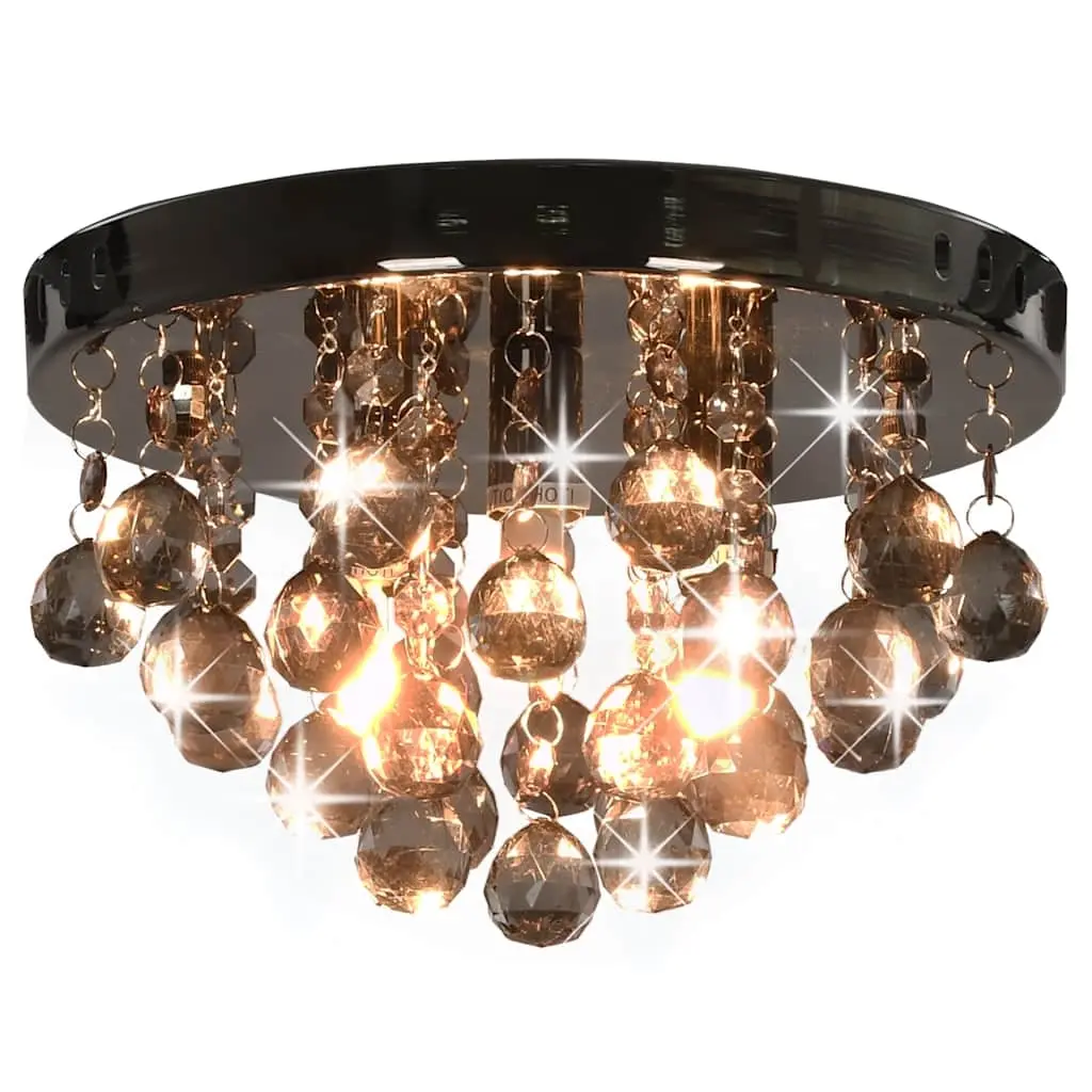 Ceiling Lamp with Smoky Beads Black Round G9 281581 - Home & Garden