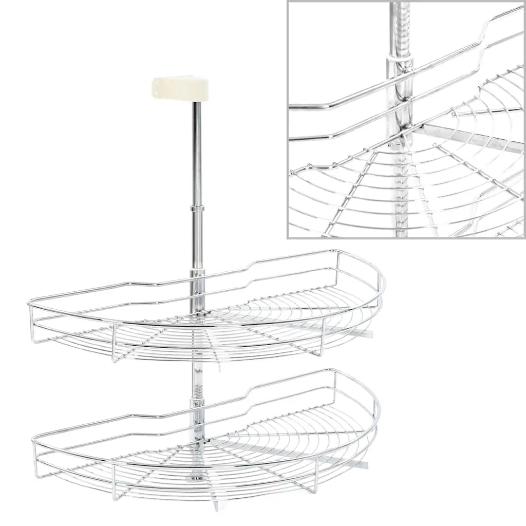 2-Tier Kitchen Wire Basket Silver 180 Degree 75x38x80 cm 50972