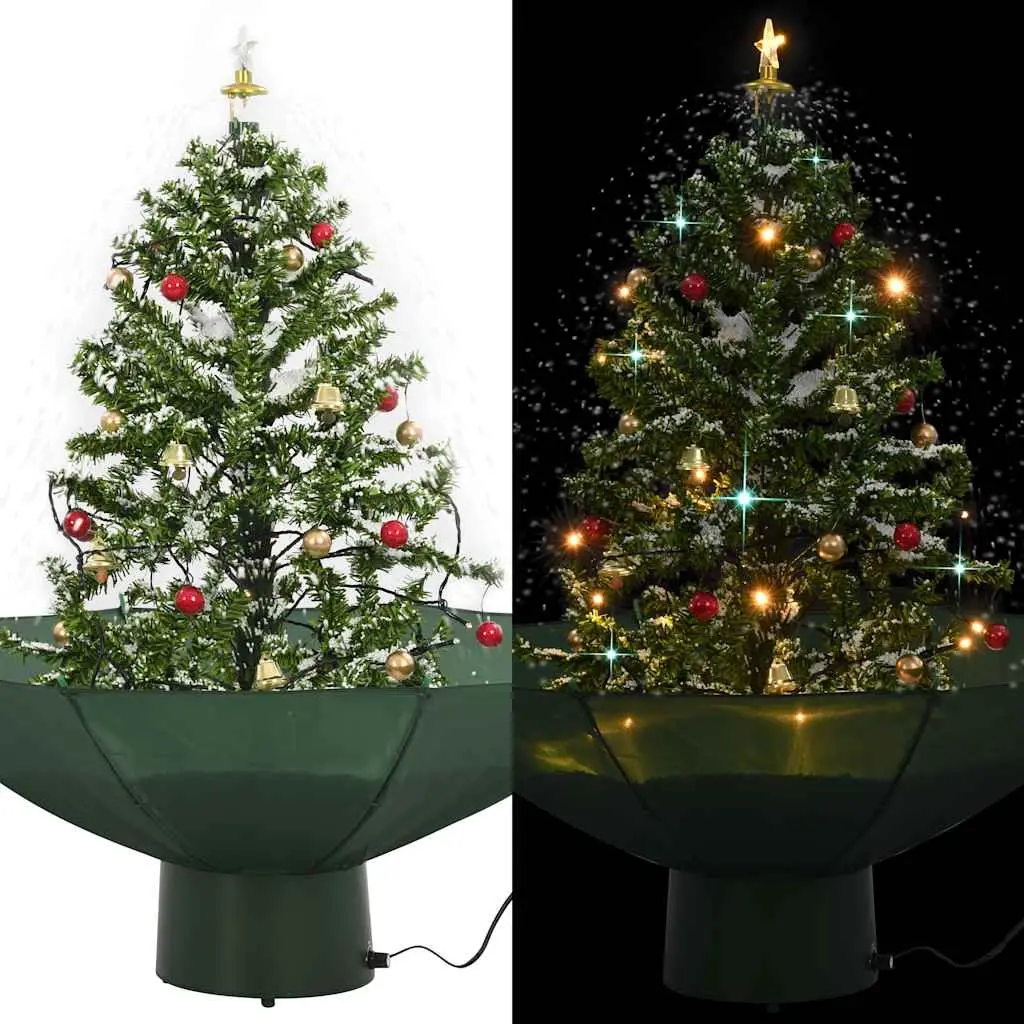 Snowing Christmas Tree with Umbrella Base Green 75 cm 284331 - Home & Garden