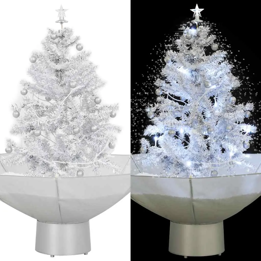 Snowing Christmas Tree with Umbrella Base White 75 cm 284332 - Home & Garden