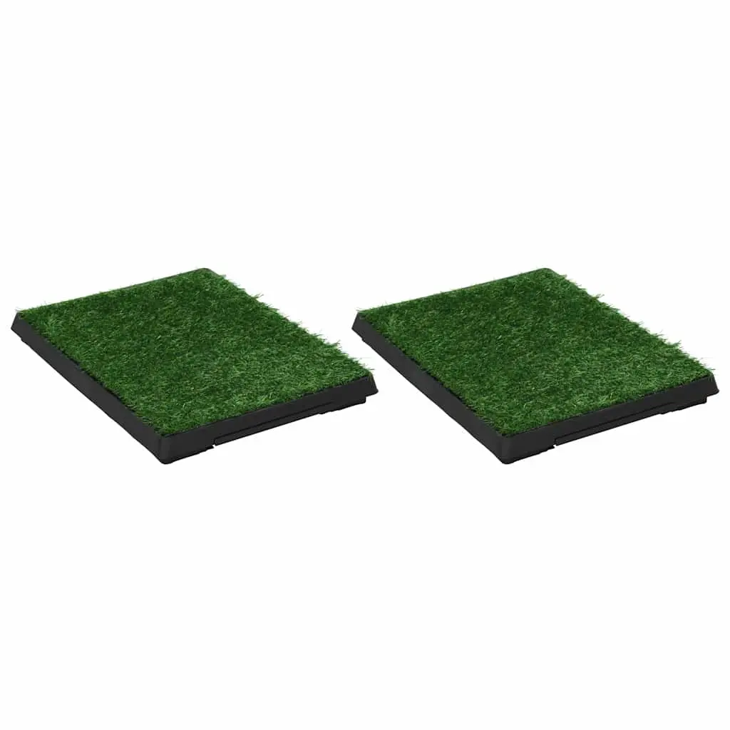 Pet Toilets 2 pcs with Tray & Faux Turf Green 63x50x7 cm WC 170767 - Pets