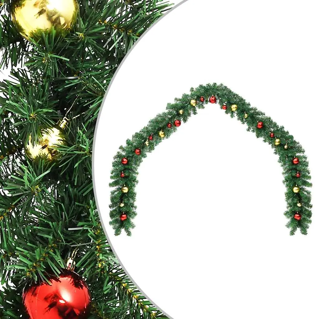 Christmas Garland Decorated with Baubles 5 m 284305 - Home & Garden