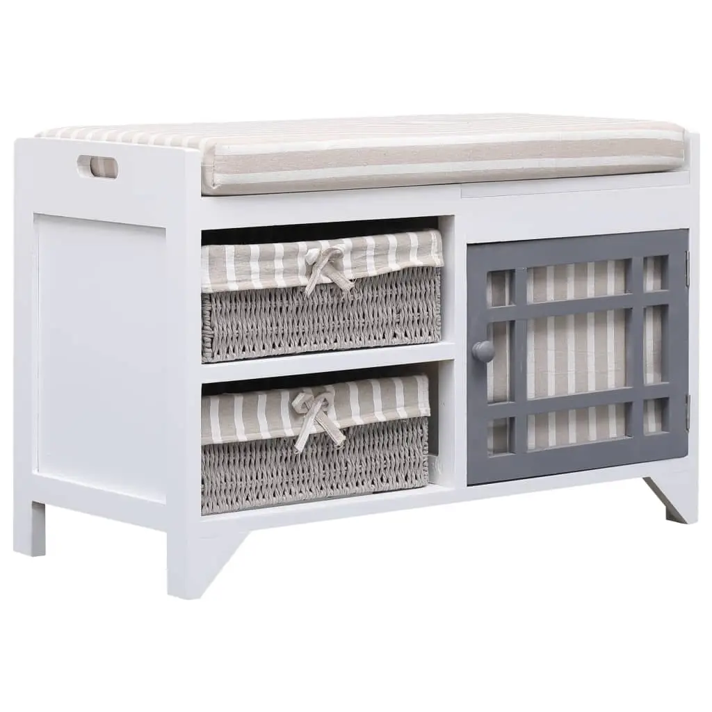 Hall Bench White 70x33.5x45 cm Paulownia Wood 284080 - Furniture