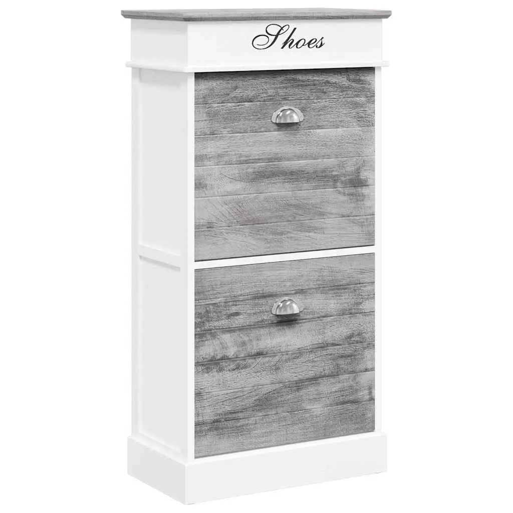 Shoe Cabinet Grey 50x28x98 cm Paulownia Wood 284087 - Home & Garden