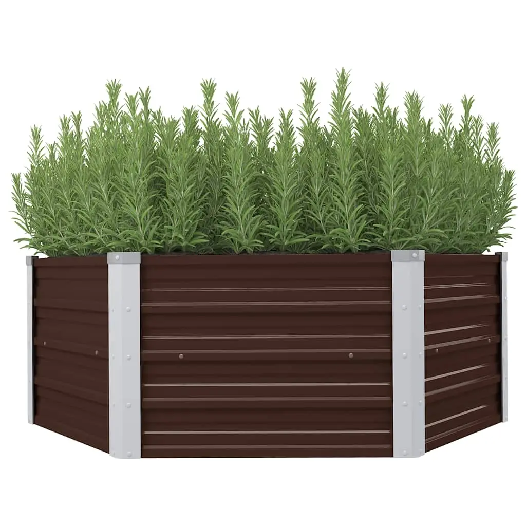 Raised Garden Bed Brown 129x129x45 cm Galvanised Steel 45710 - Home & Garden