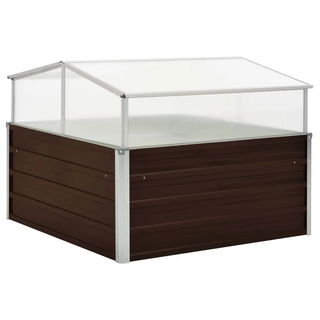 Greenhouse Brown 100x100x85 cm Galvanised Steel 45711 - Home & Garden